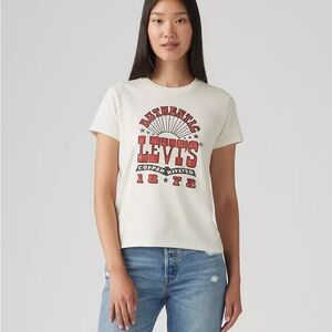 Levi's THE PERFECT TEE  White Classic Oversized Graphic T-Shirt Size L NWT